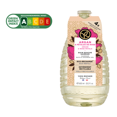 Eco-Recarga Banho Duche | Argão & Pétalas de Rosa  - 600ml | Yves Rocher Portugal